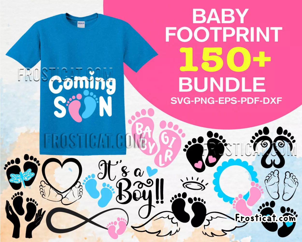 150 Baby Footprint Svg Bundle, New Born Svg, New Baby Svg