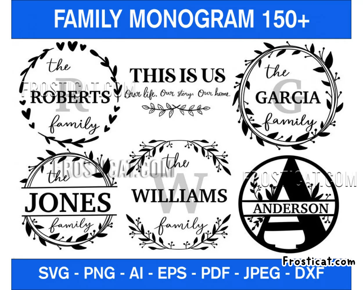 150 Family Monogram Svg Bundle, Family Name Svg