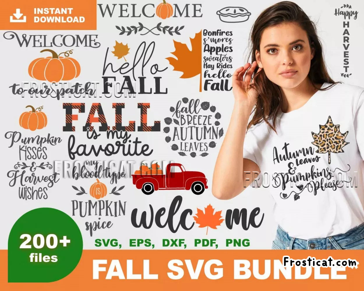 200 Fall Svg Bundle, Fall Svg, Autumn Svg, Pumpkin Svg