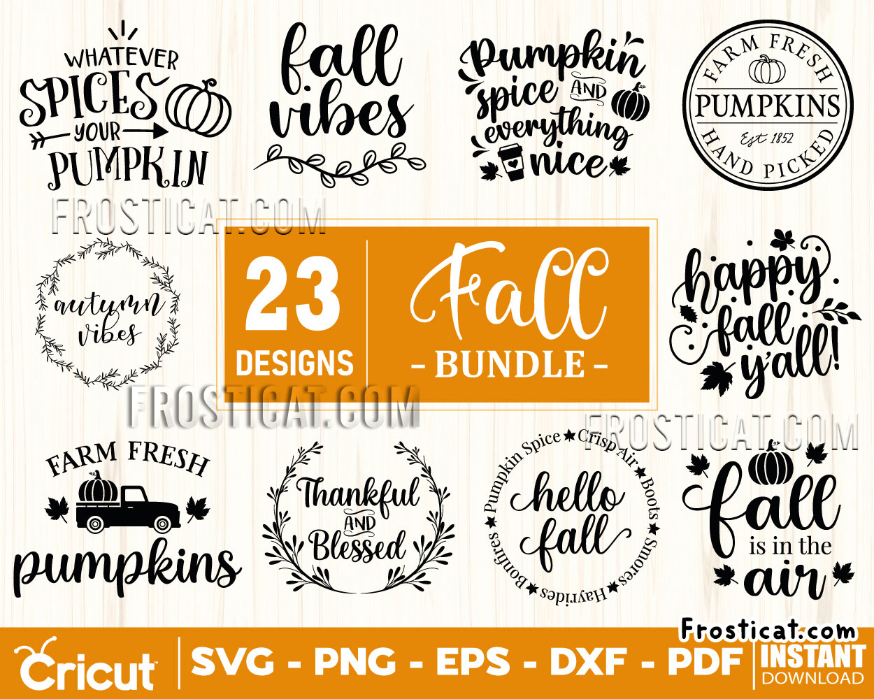 23 Fall Svg Bundle, Autumn Svg, Pumpkin Svg, Thankful Svg