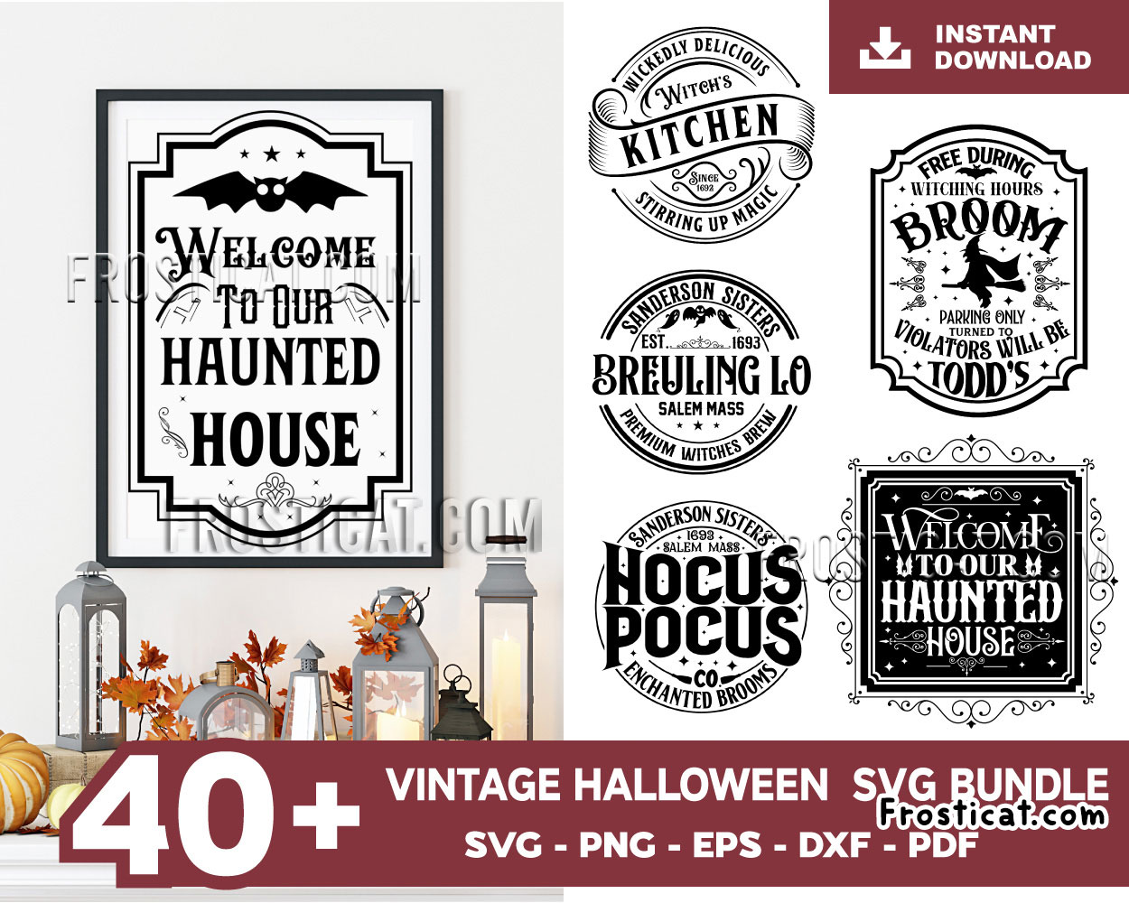 40 Vintage Halloween Svg Bundle, Halloween Sign Svg