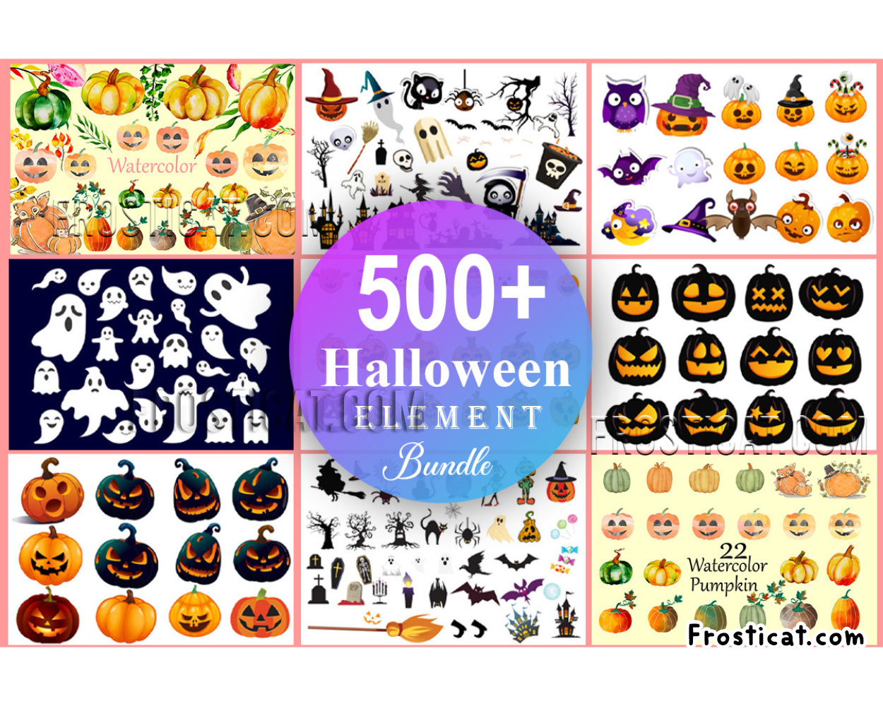 500 Halloween Element Svg Bundle, Halloween Doodle Svg