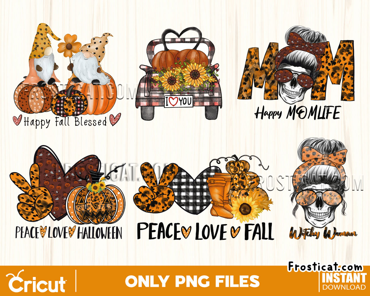 6 Halloween Fall Png Bundle, Halloween Png