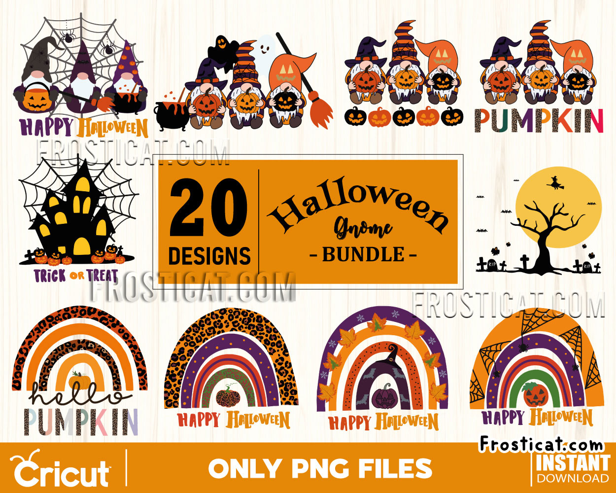 20 Halloween Png Bundle, Halloween Gnome Png