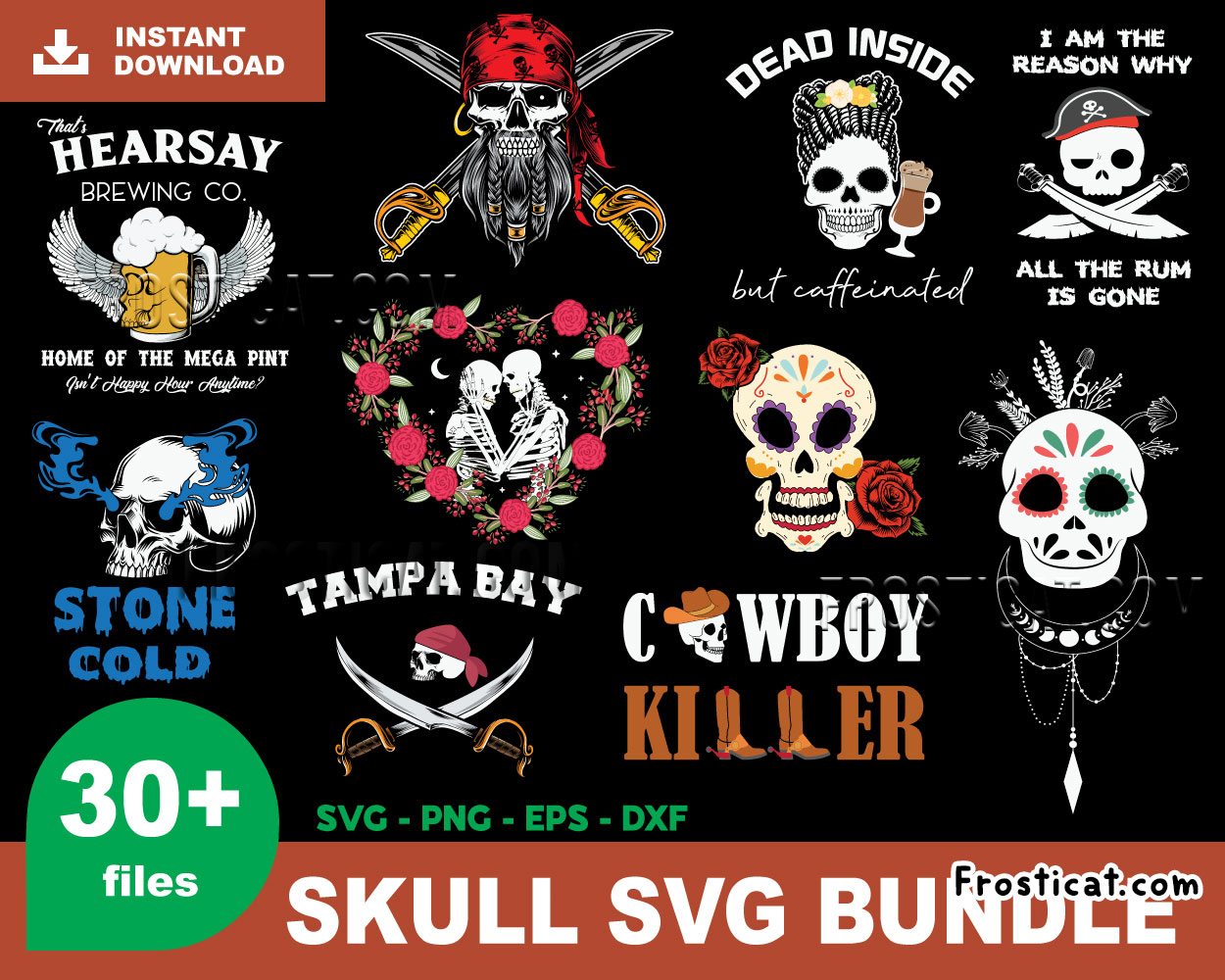 30 Skull Svg Bundle, Skull Svg, Sugar Skull Svg, Pirate Svg