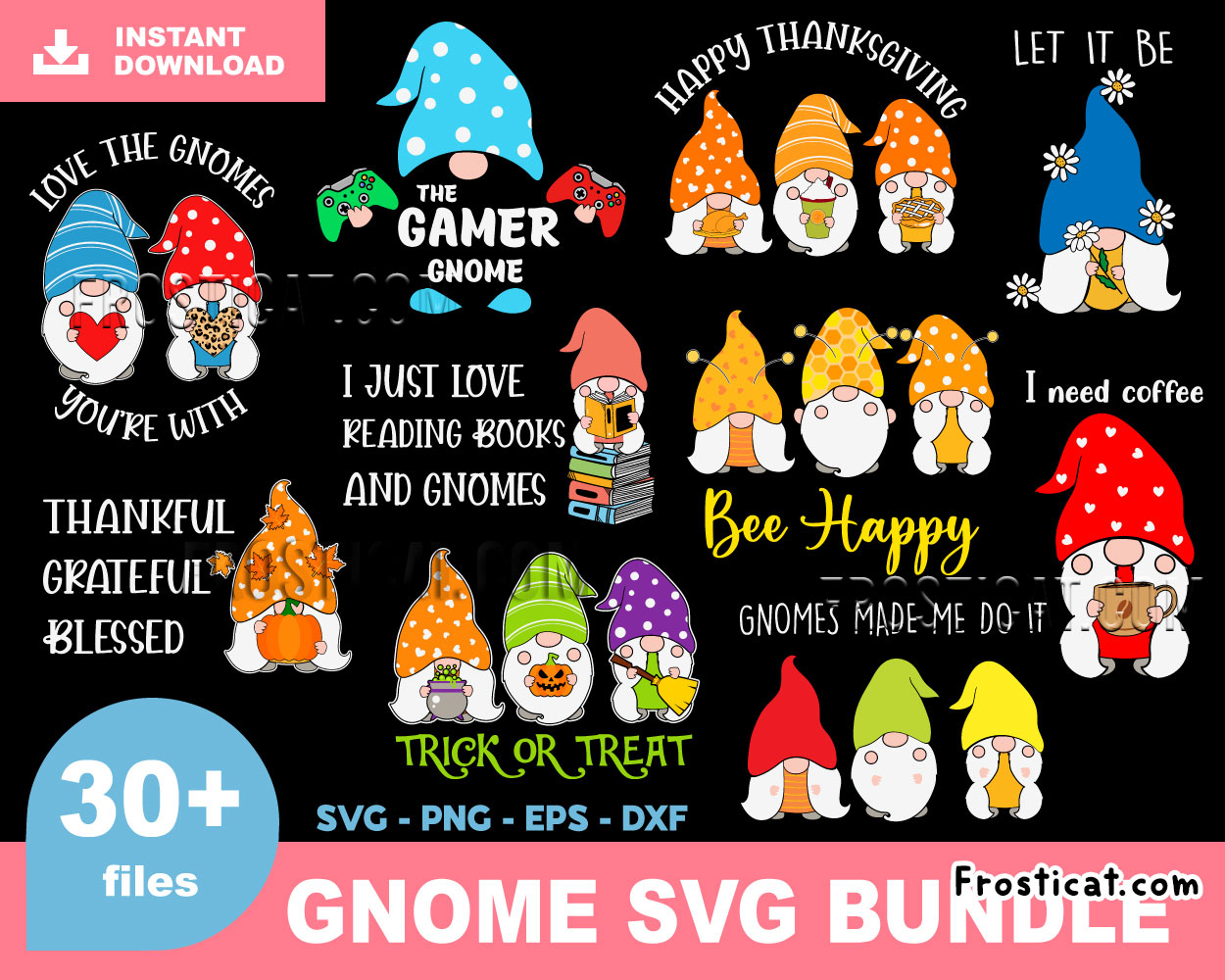 30 Gnome Svg Bundle, Fall Gnome Svg, Halloween Gnome Svg