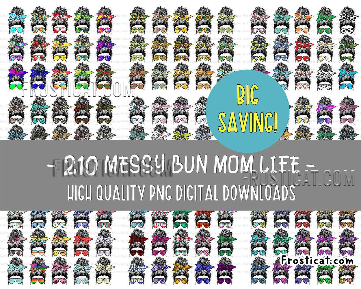 210 Messy Bun Png Bundle, Mom Sublimation, Mothers Day Png