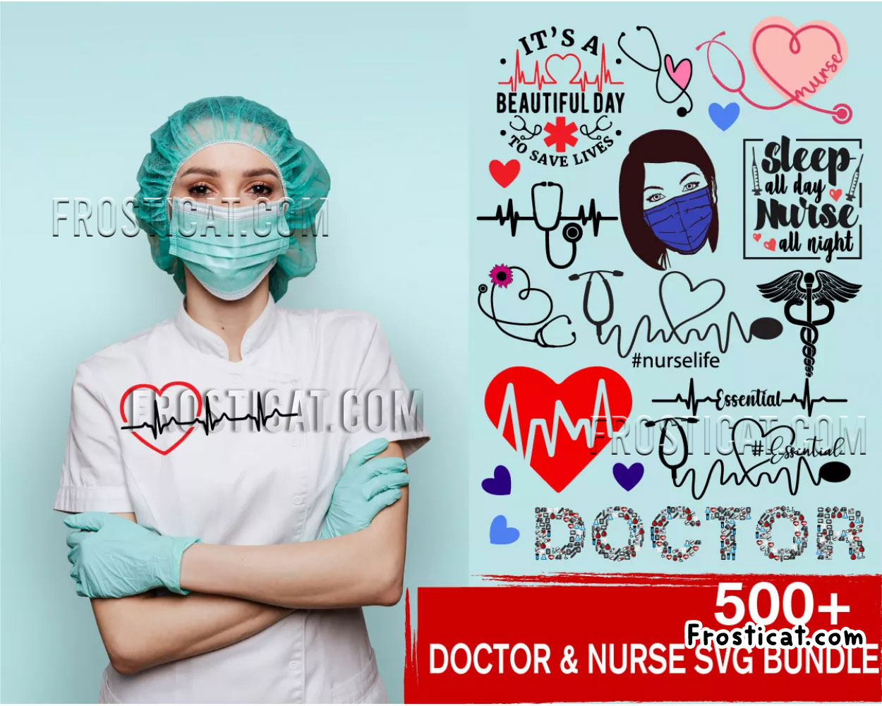 500 Doctor And Nurse Svg Bundle, Nurse Svg, Heartbeat Svg