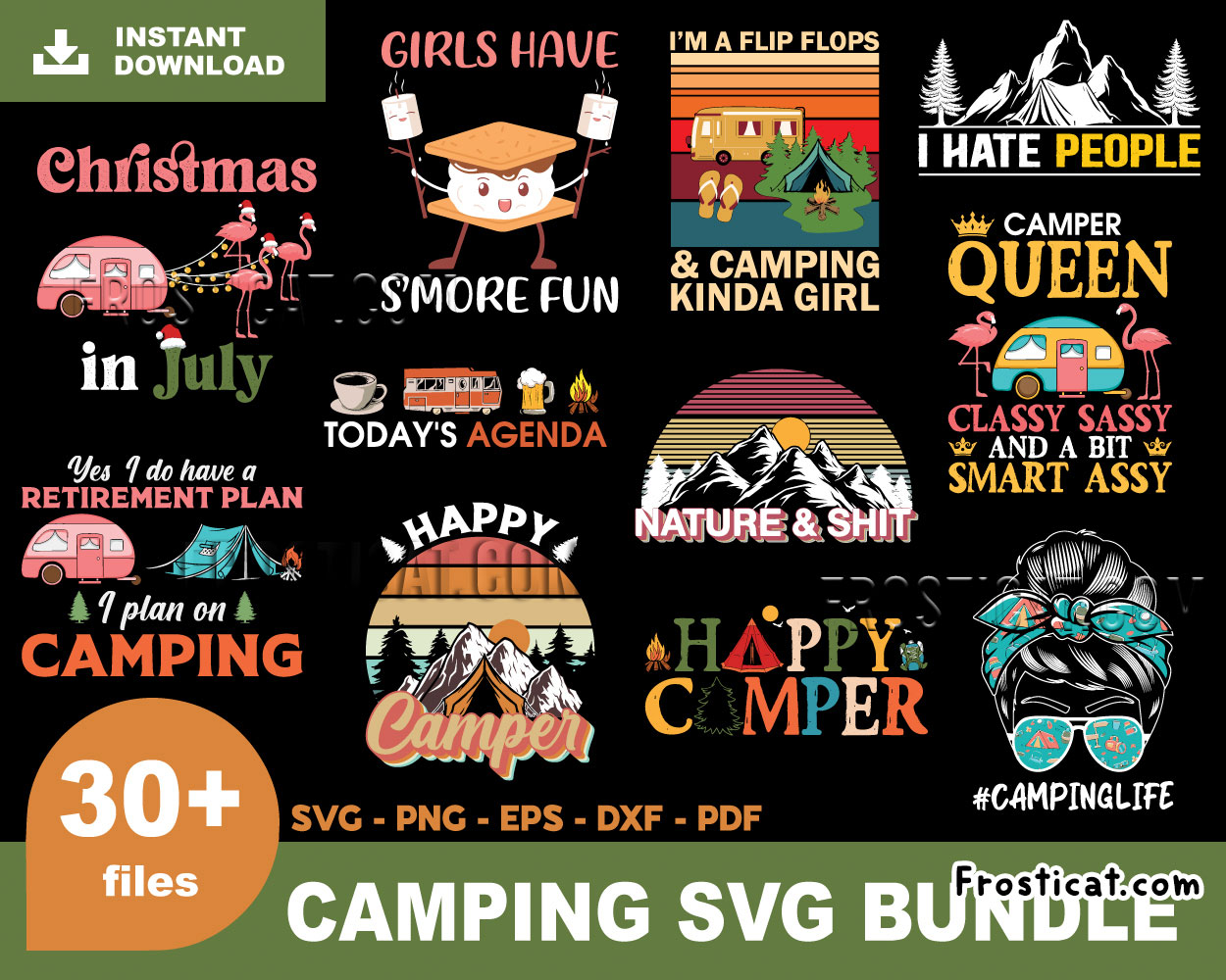 30 Camping Svg Bundle, Camping Svg, Hiking Svg