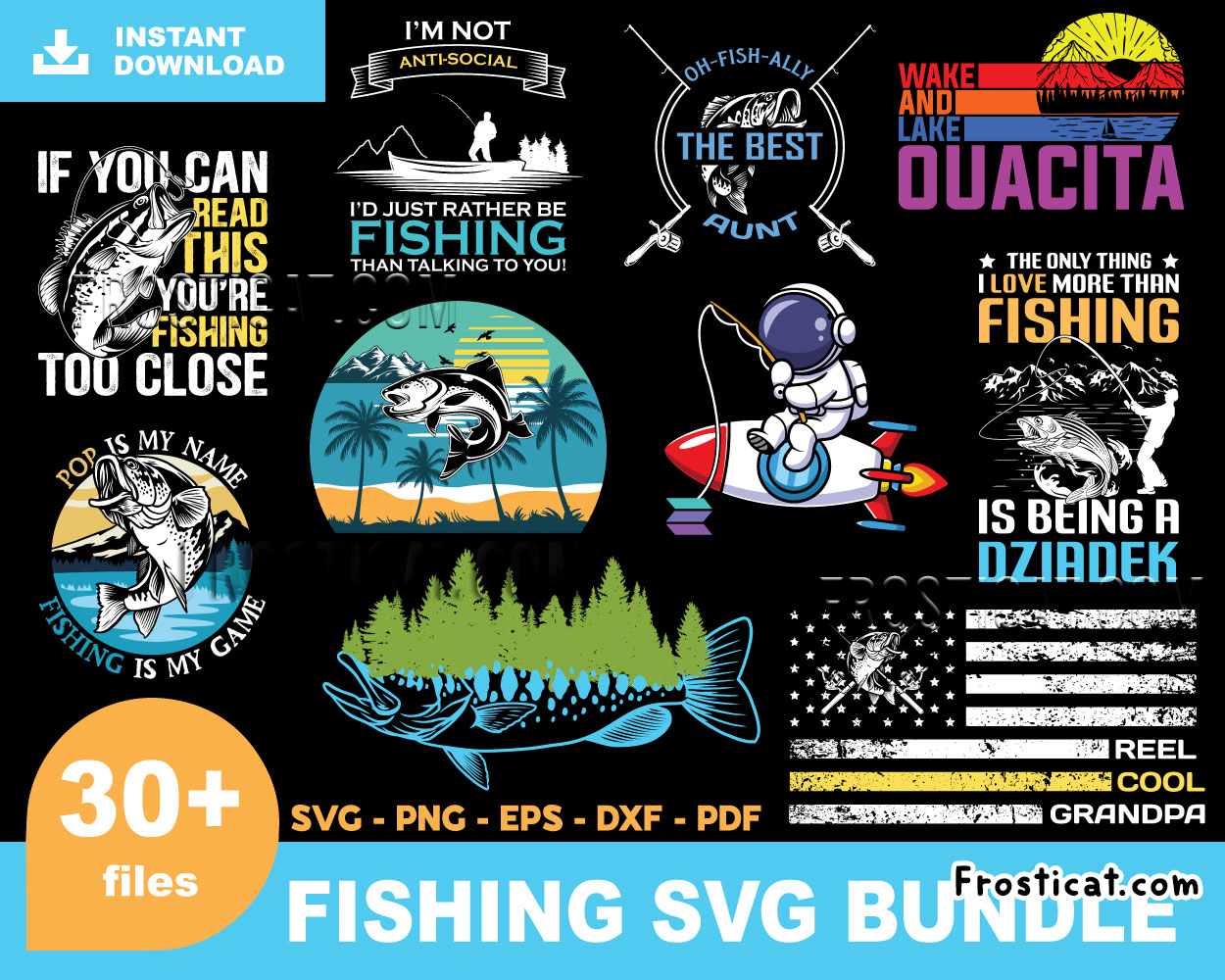 30 Fishing Svg Bundle, Fisherman Svg, Fishing Dad Svg