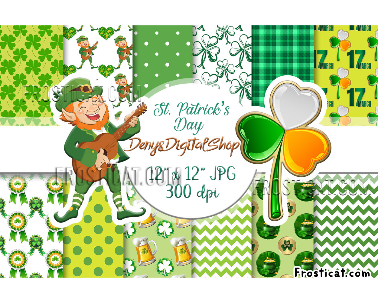 12 St Patricks Day Digital Paper Bundle