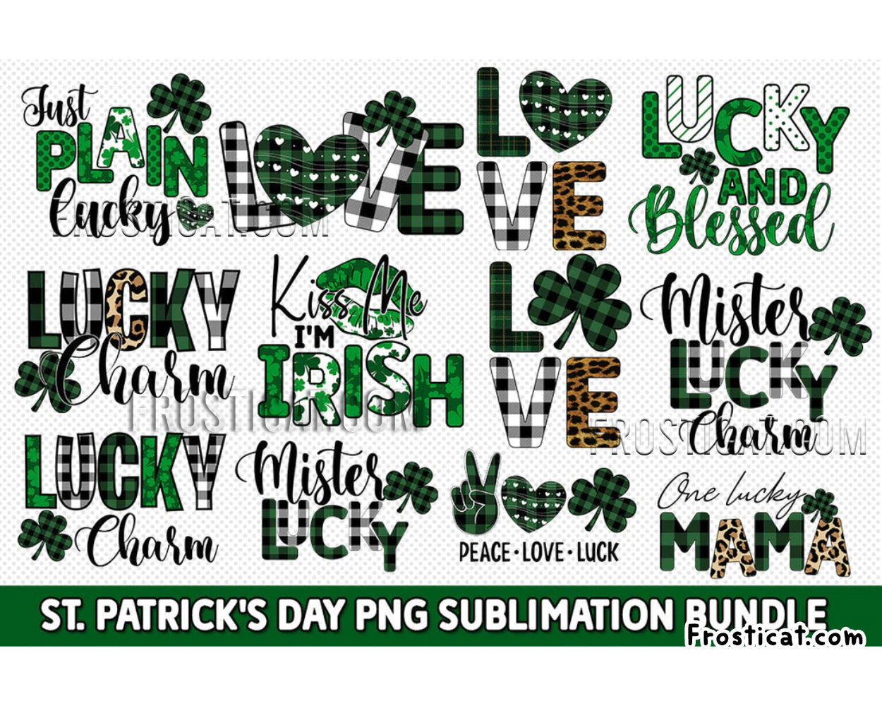 12 St Patricks Day Buffalo Plaid Png Bundle