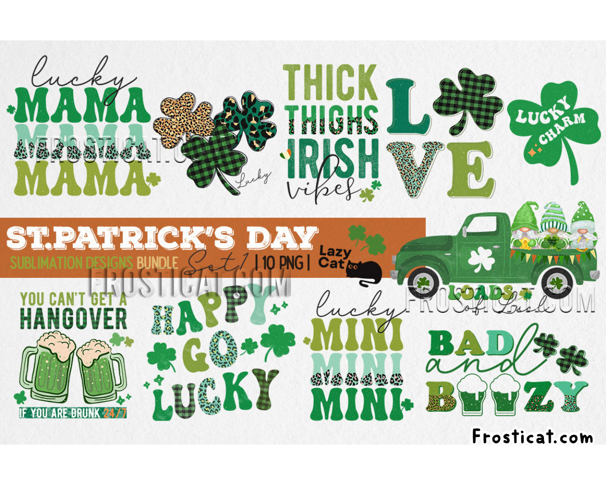 10 St Patricks Day Sublimation Png Bundle, Lucky Mama Png