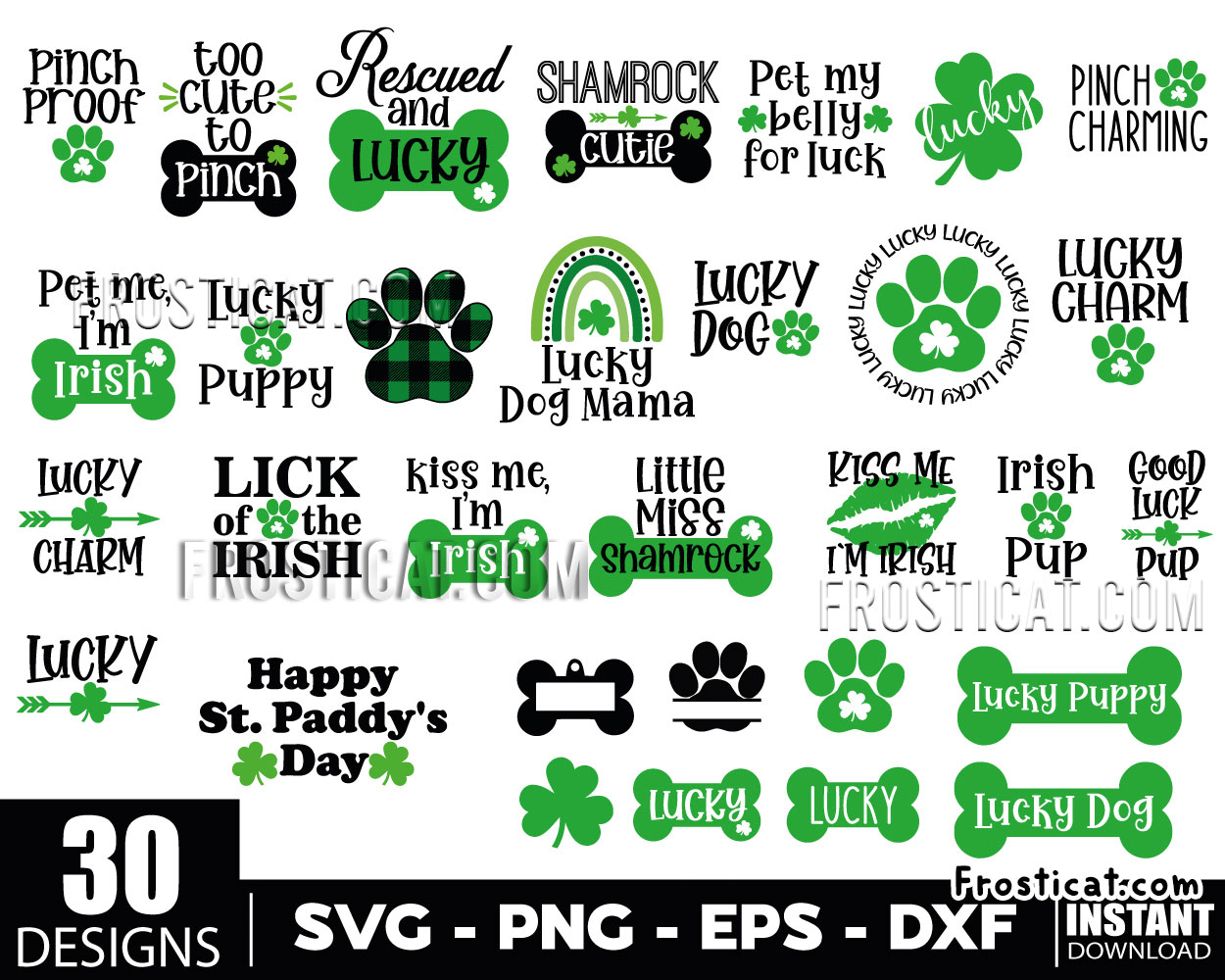 30 Lucky Dog Svg Bundle, Shamrock Svg, Lucky Shamrock Svg