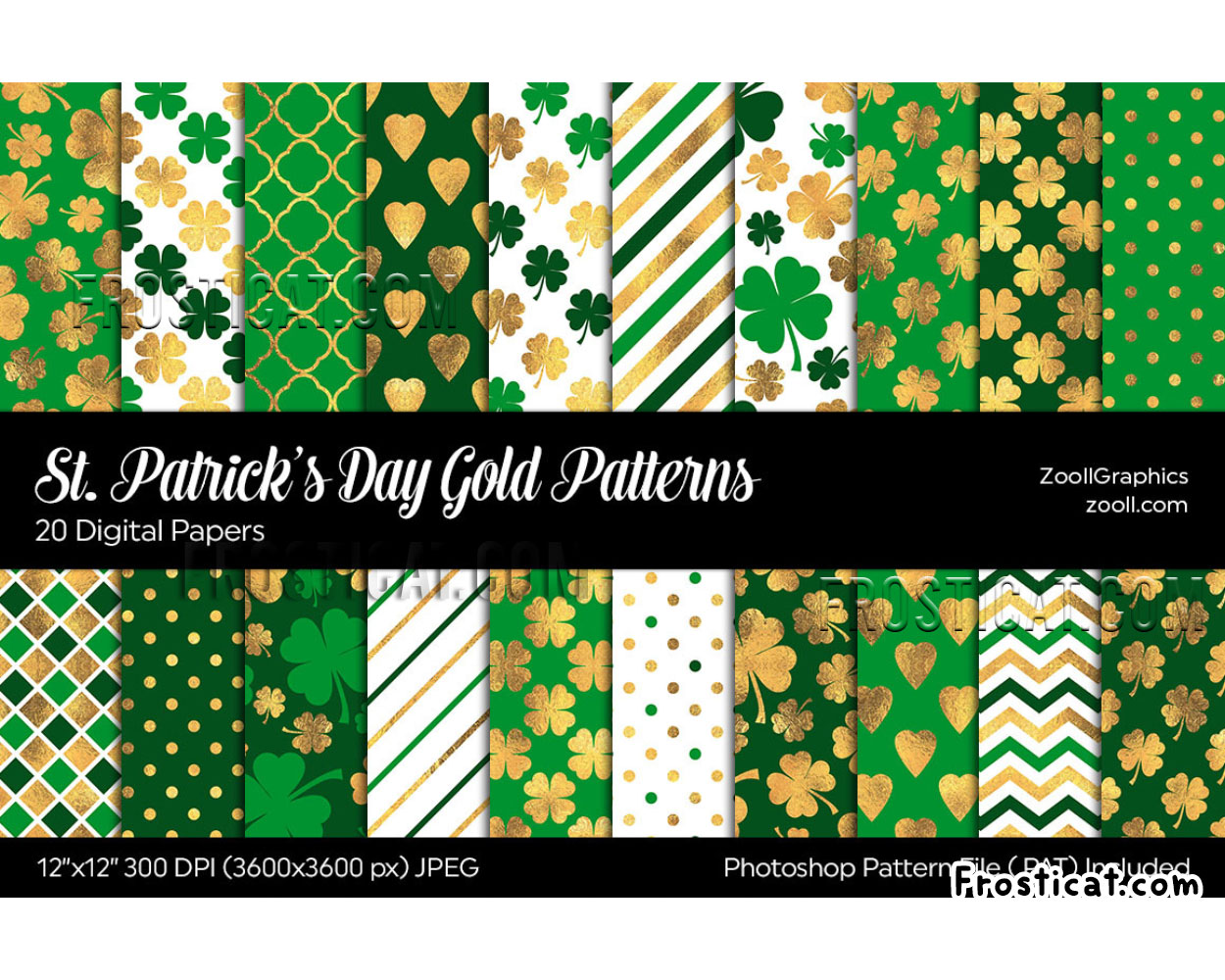 20 St Patricks Day Gold Pattern Bundle