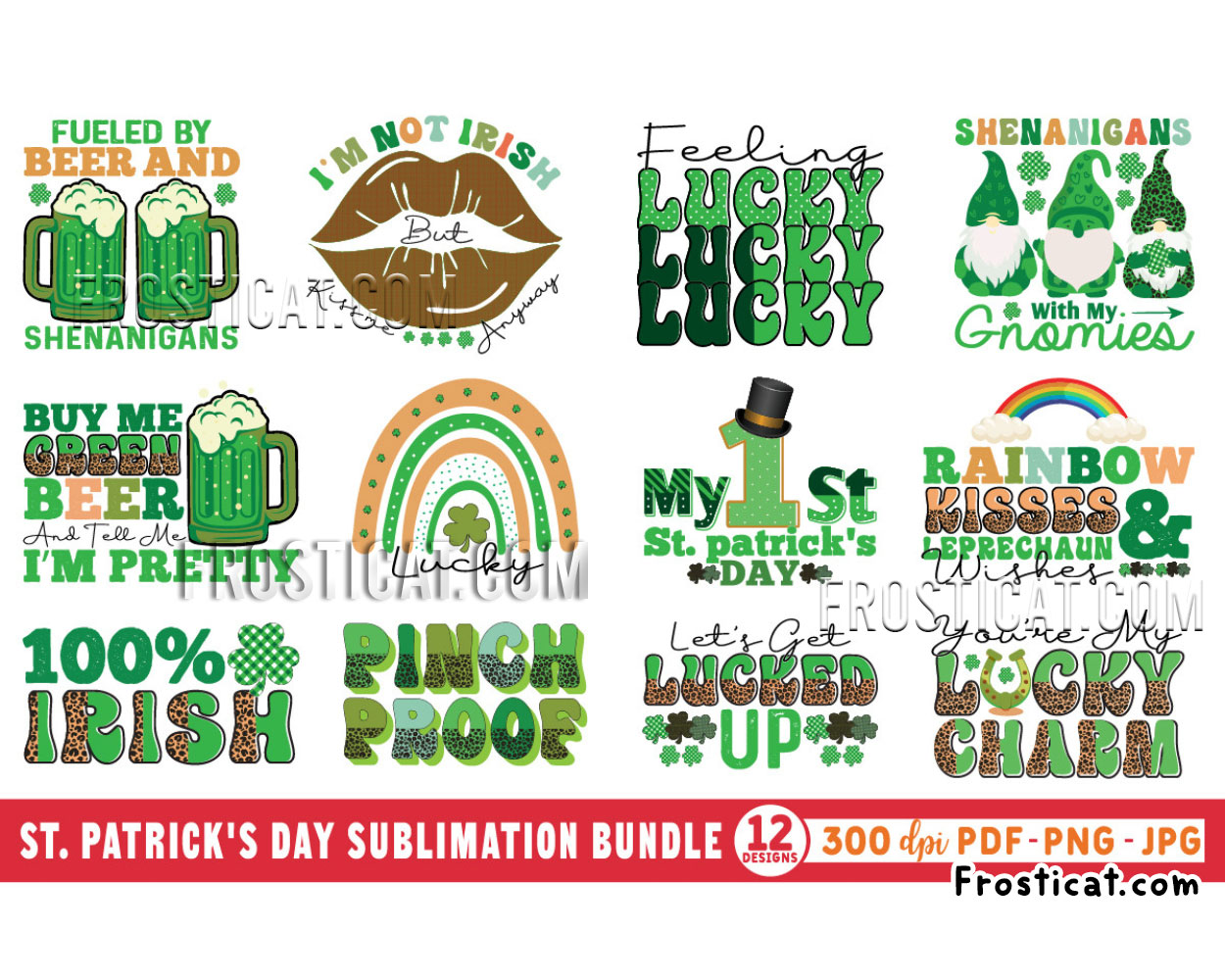 12 St Patricks Day Sublimation Png Bundle, Irish Png