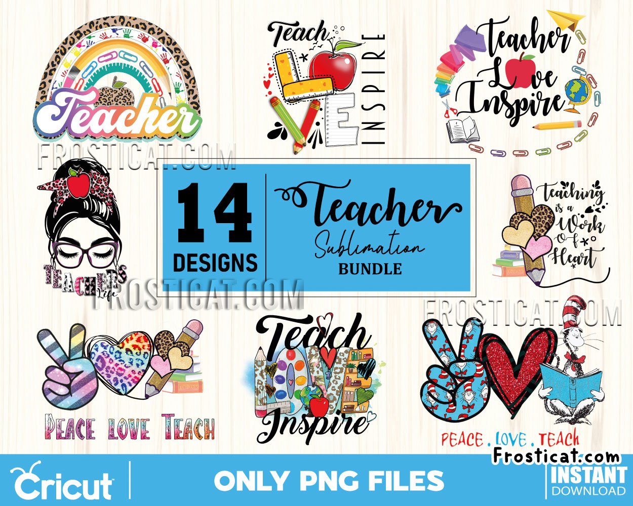 14 Teacher Sublimation Png Bundle, Teacher Png