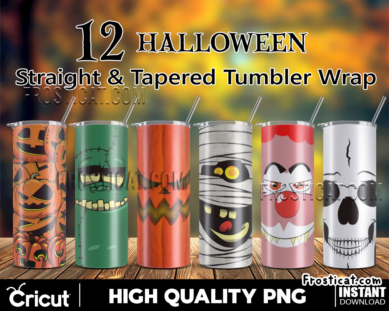 12 Halloween Staright And Tapered Tumbler Png Bundle