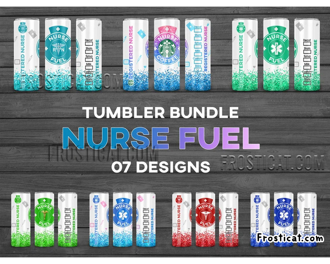 7 Nurse Fuel Tumbler Png Bundle, Nurse Skinny Tumbler