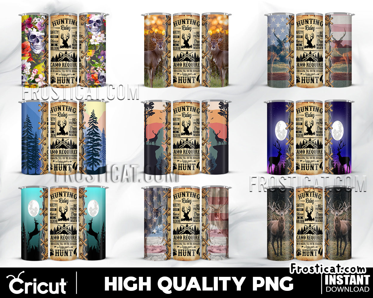 20 Hunting Skinny Tumbler Png Bundle, Hunting Tumbler Png