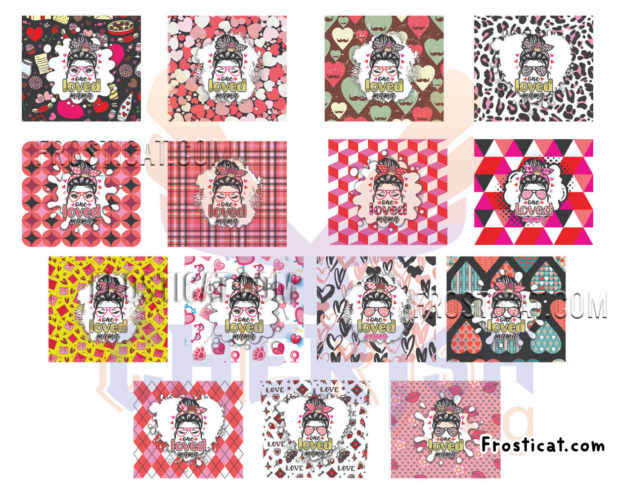15 One Loved Mama Tumbler Png Bundle, Valentine Tumbler Png