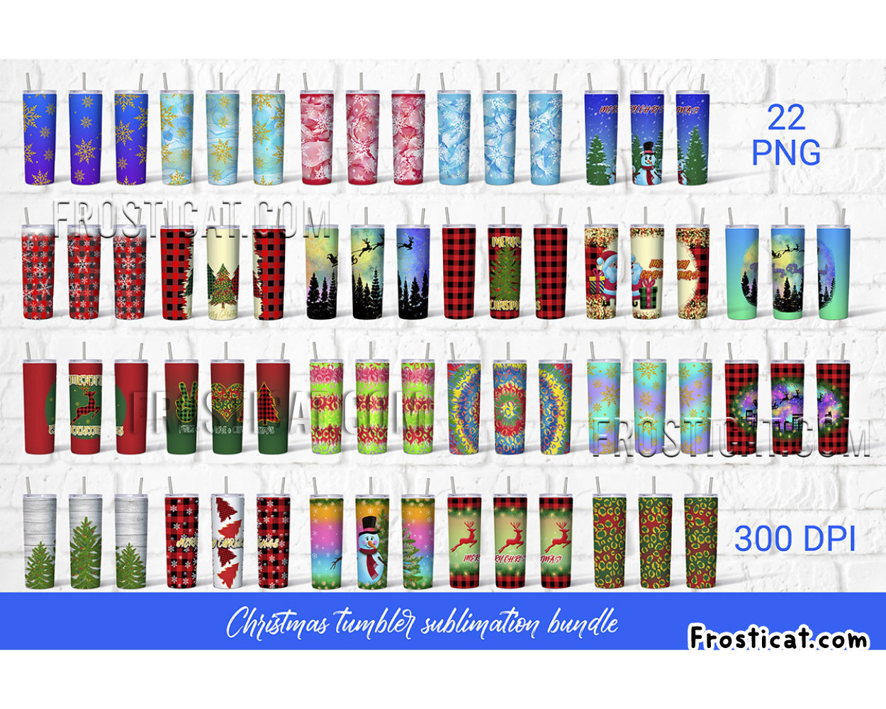 22 Christmas Tumbler Png Bundle, Tumbler Png