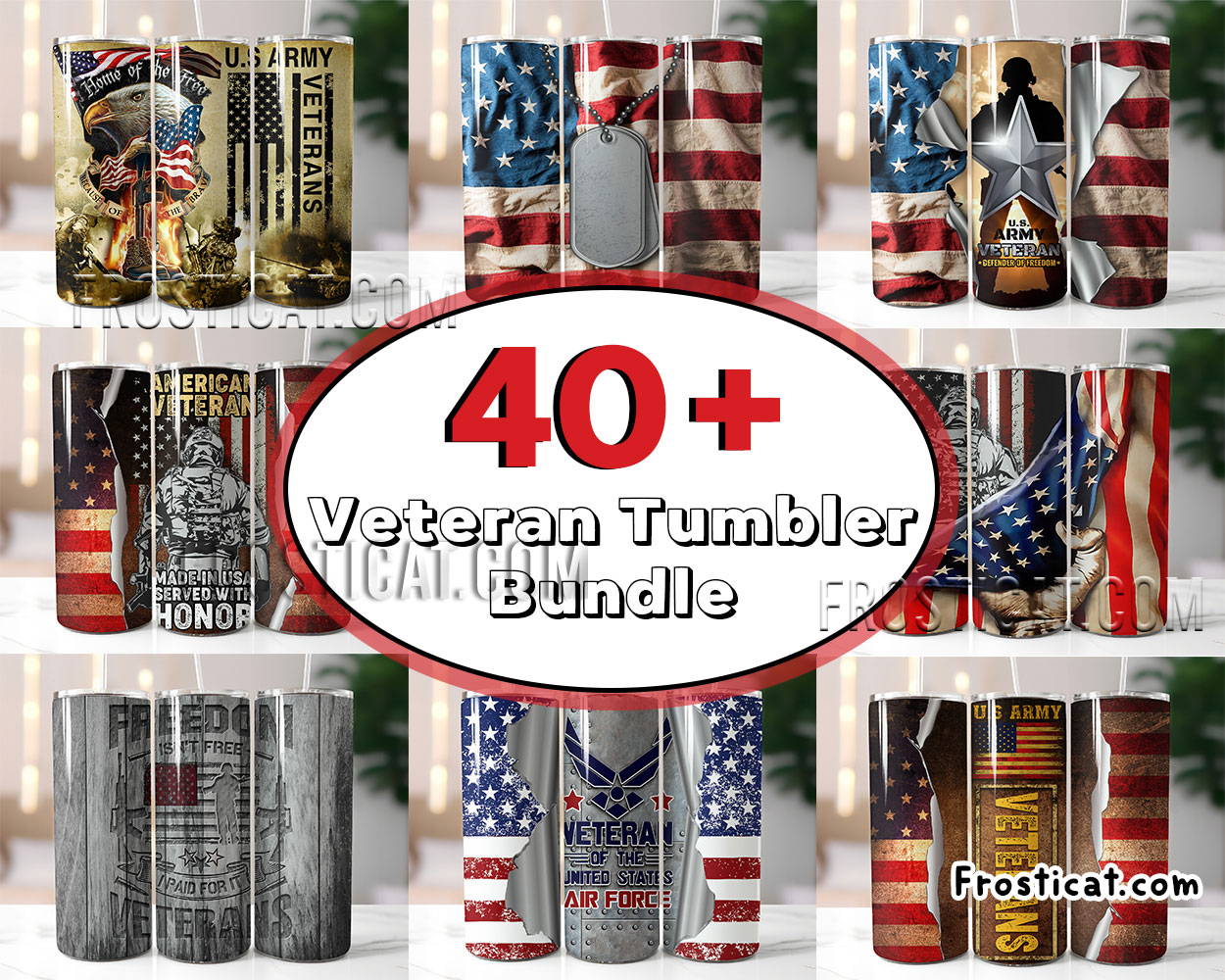 40 Army And Veteran Tumbler Png Bundle