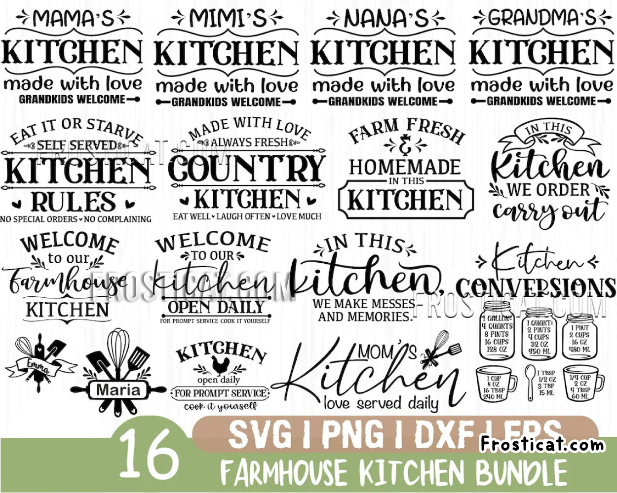 16 Farmhouse Kitchen Svg Bundle, Mamas Kitchen Svg