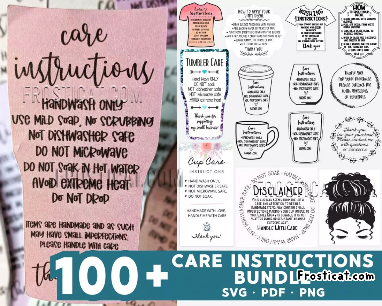 100 Care Instructions Svg Bundle, Care Card Bundle