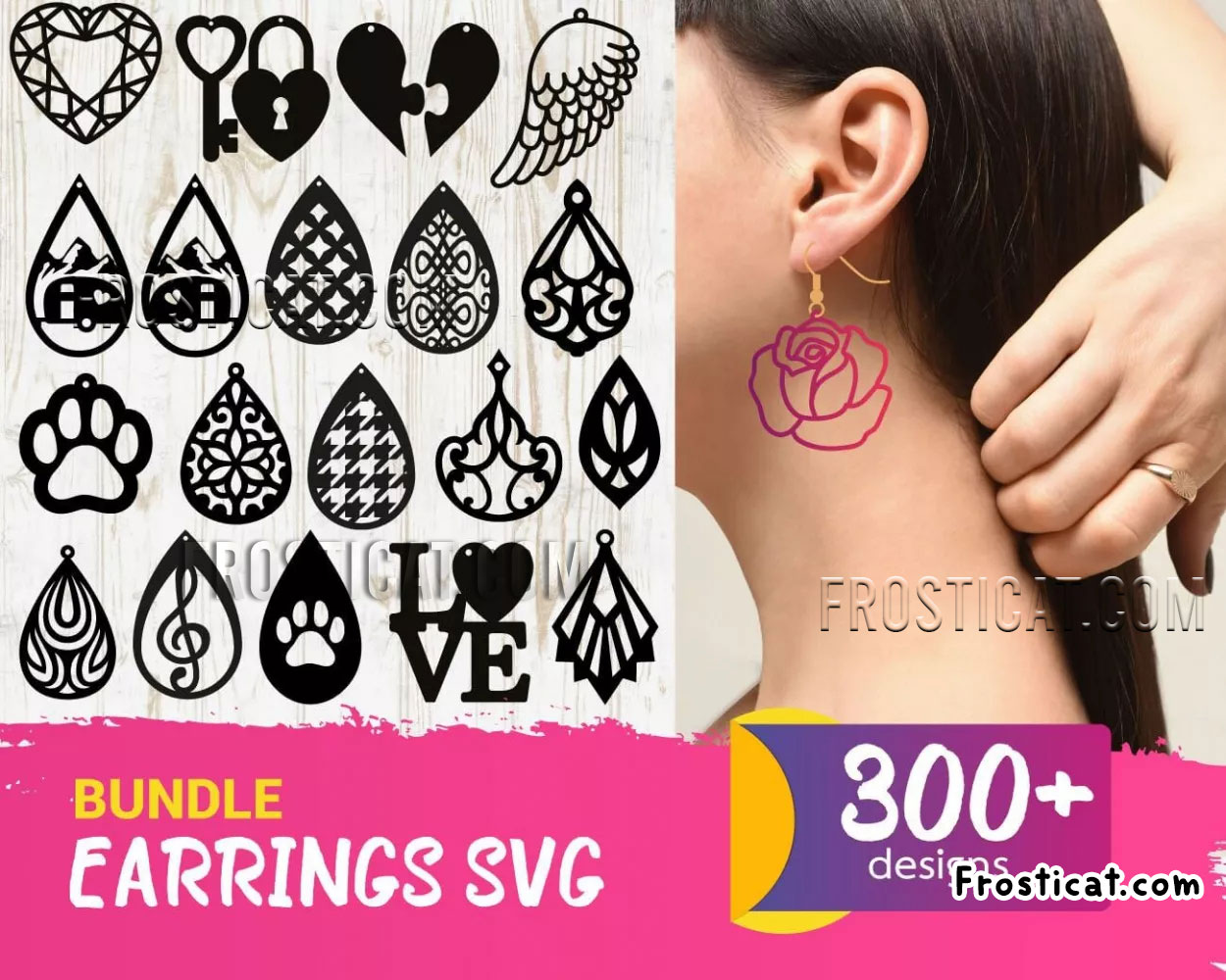 300 Earrings Svg Bundle, Teardrop Earrings