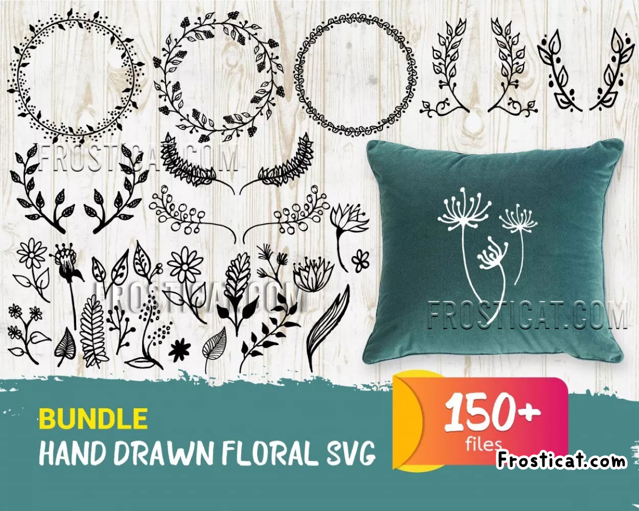 150 Hand Drawn Floral Svg Bundle, Botanical Graphics