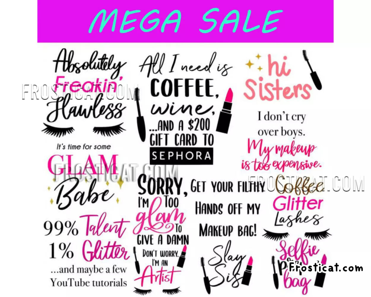 50 Makeup Svg Bundle, Makeup Quotes Svg, Makeup Svg