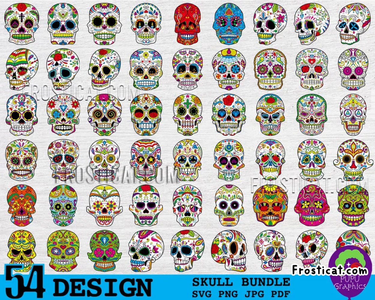 54 Mexican Skull Svg Bundle, Sugar Skull Svg