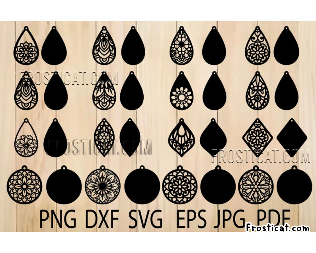 16 Mandala Earrings Svg Bundle, Earring Svg