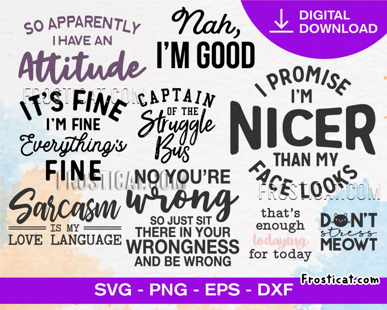 80 Sassy Quotes Svg Bundle, Sarcastic Svg