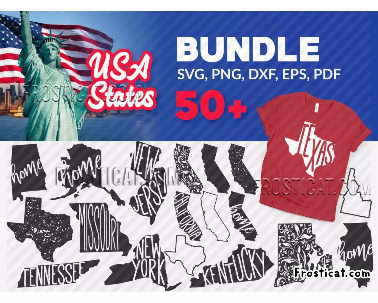 50 USA States Svg Bundle, USA States Map Svg, 50 States Svg