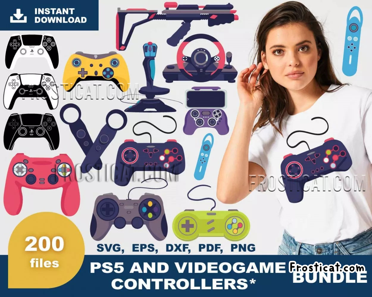 200 PS5 And Videogame Controllers Svg Bundle, Gamer Svg