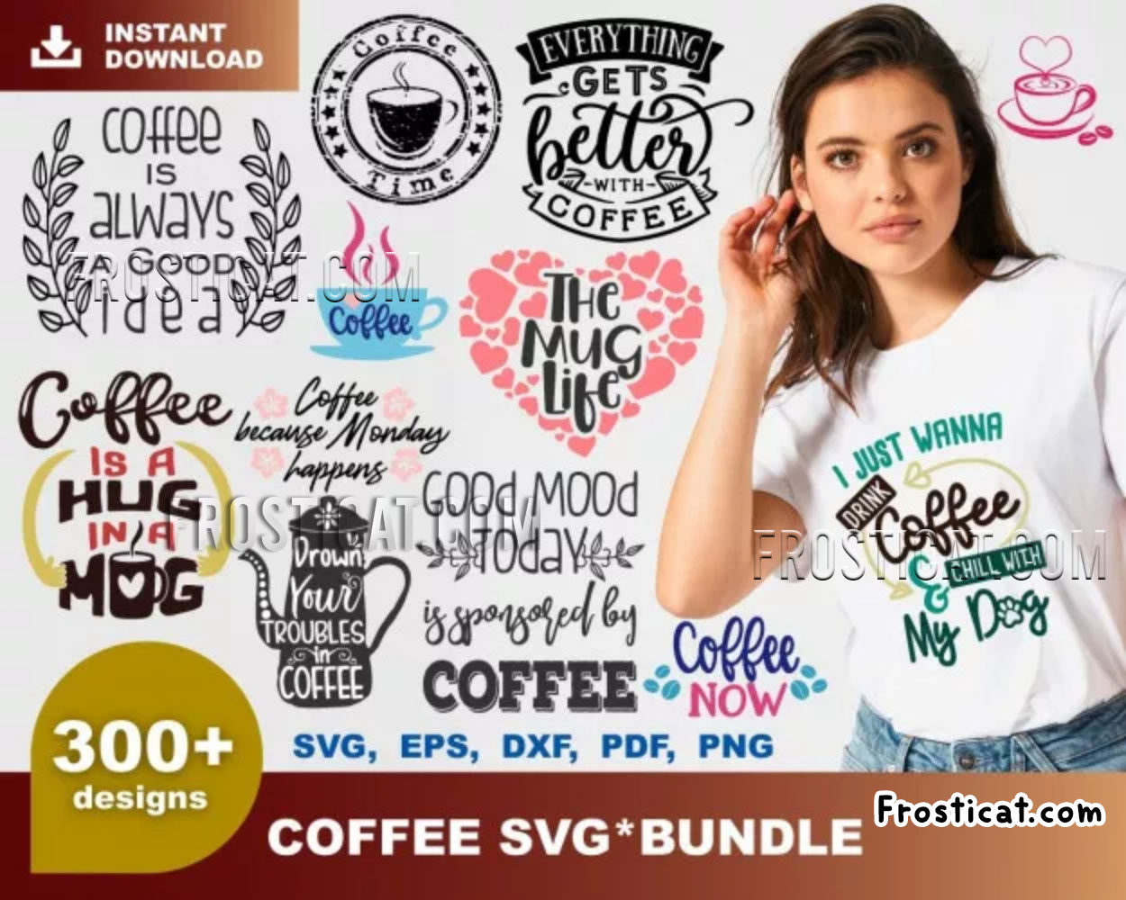 300 Coffee Svg Bundle, Funny Coffee Svg, Coffee Quote Svg