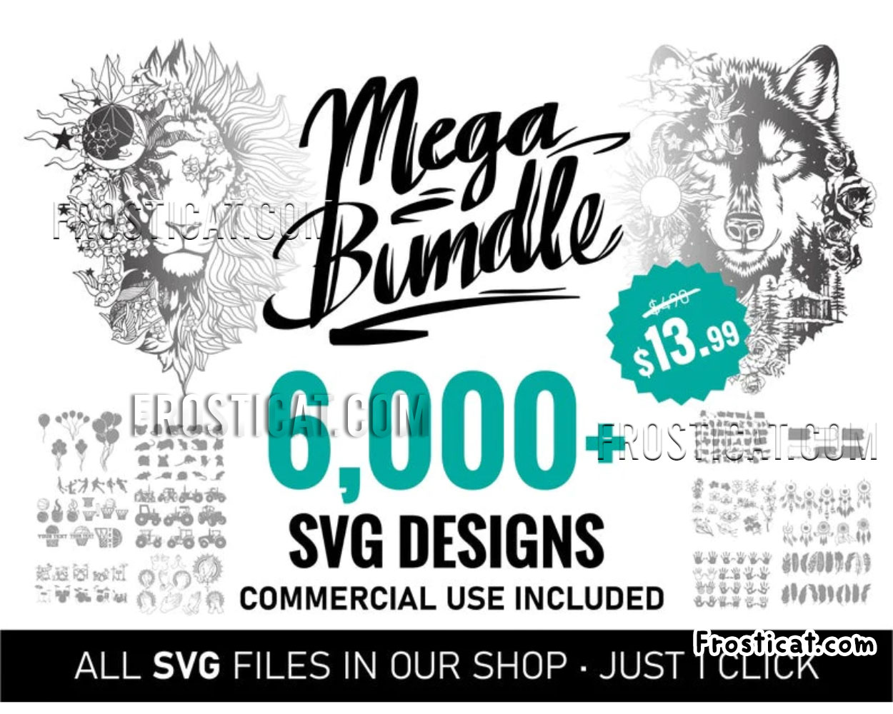 6000 Mega Bundle Svg, Wild Animal Svg, Mandala Svg