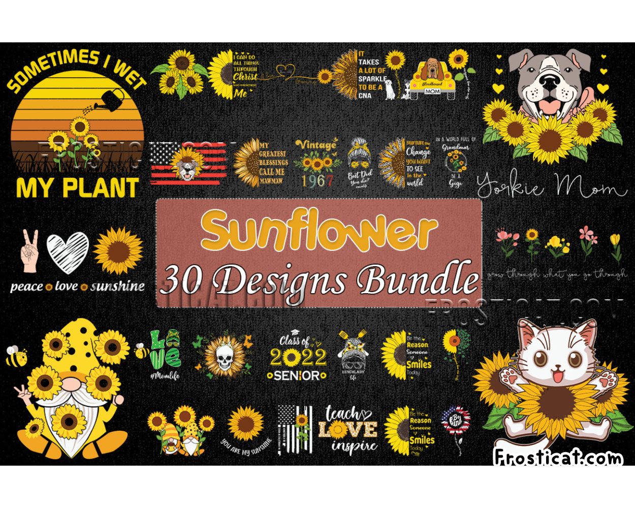 30 Sunflower Svg Bundle, Sunflower Svg, Sunflower Vector