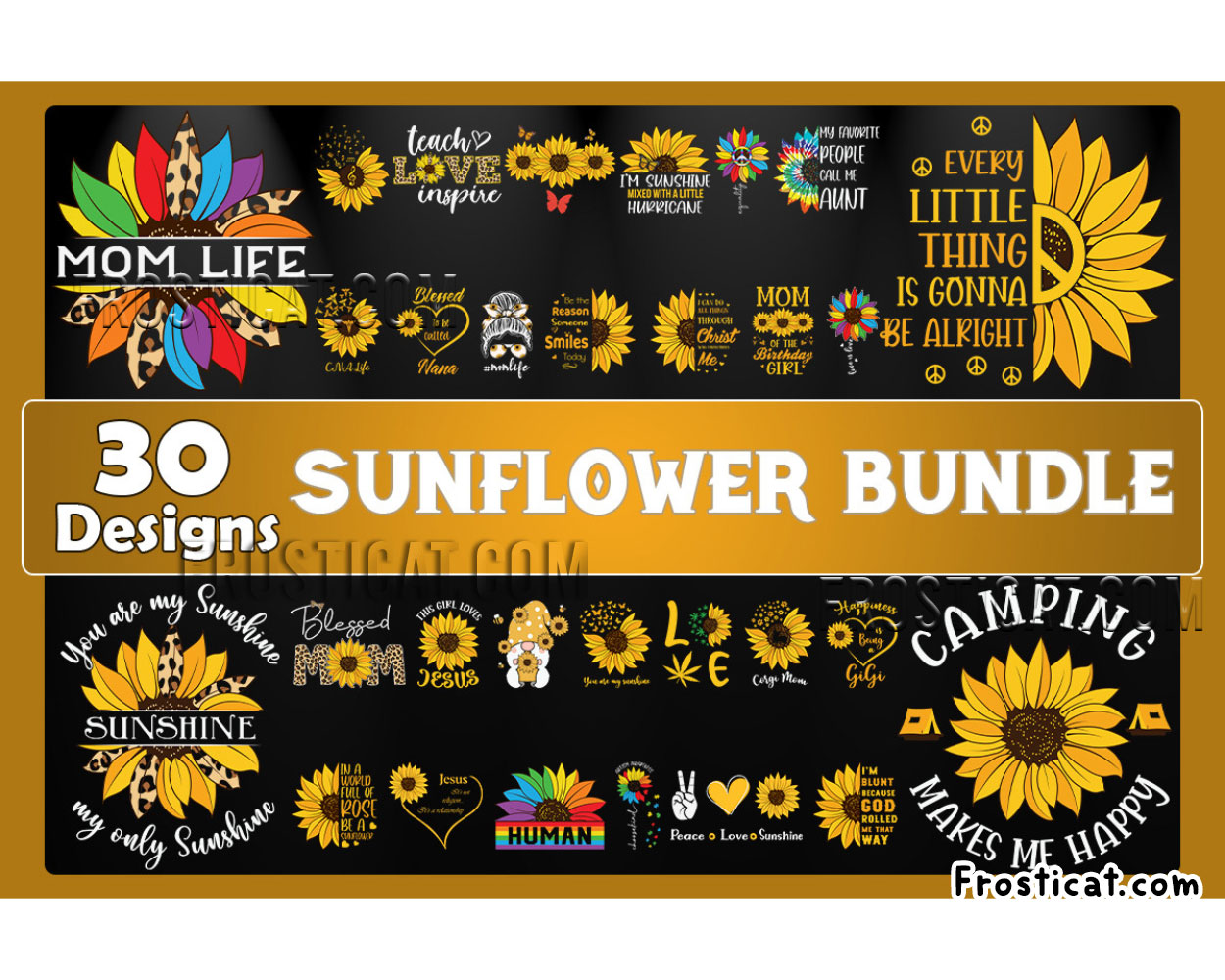 30 Sunflower Svg Bundle, Sunflower Svg, Sunflower Vector