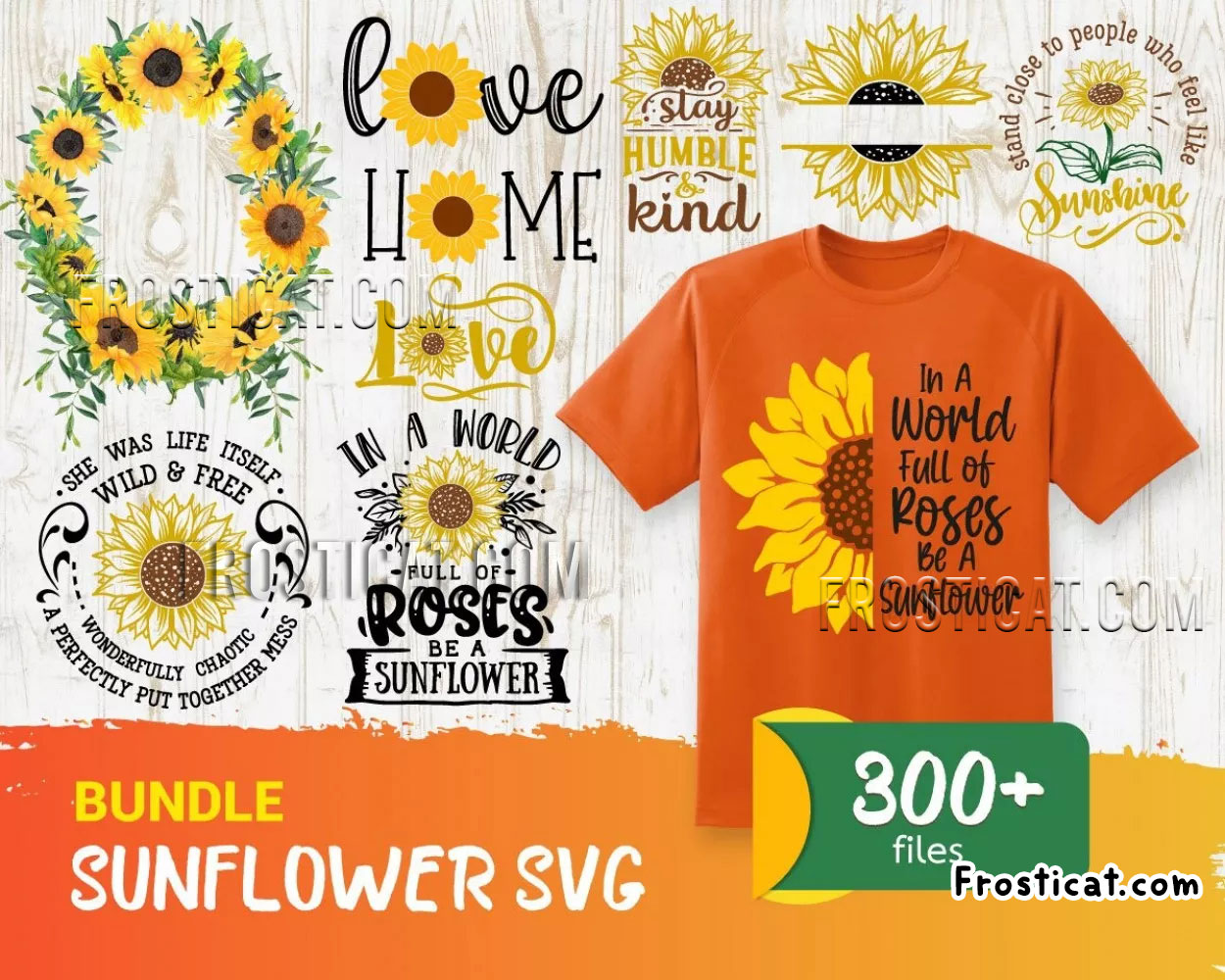 300 Sunflower Svg Bundle, Sunflower Svg, Sunflower Vector