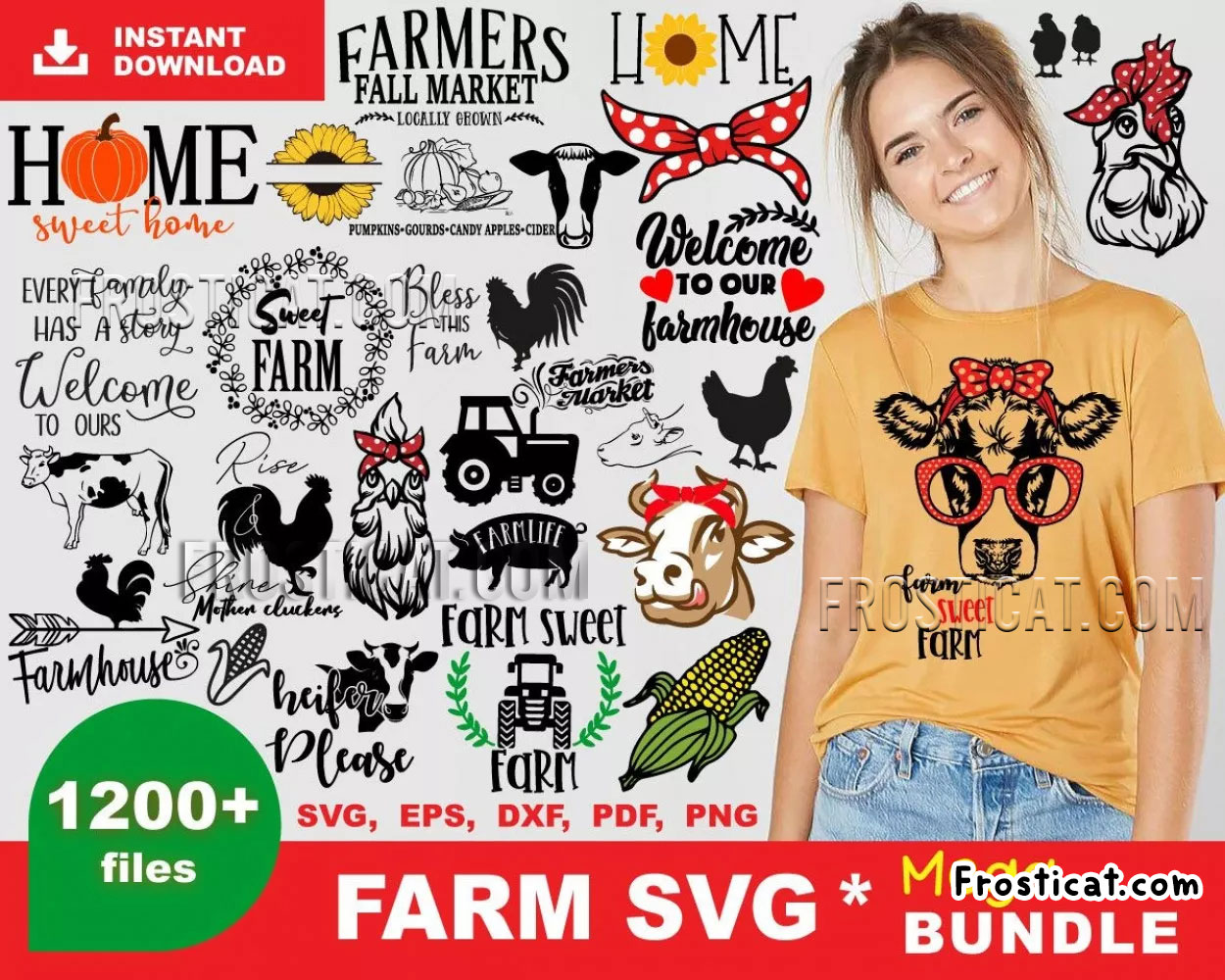 1200 Farm Svg Bundle, Farm Svg, Cow Svg, Pig Svg