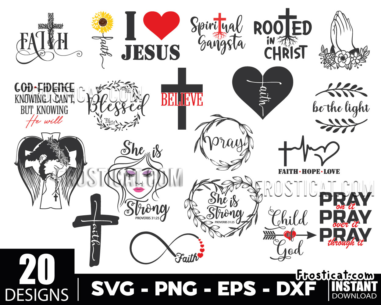 20 Christian Svg Bundle, Jesus Svg, Religious Svg, God Svg
