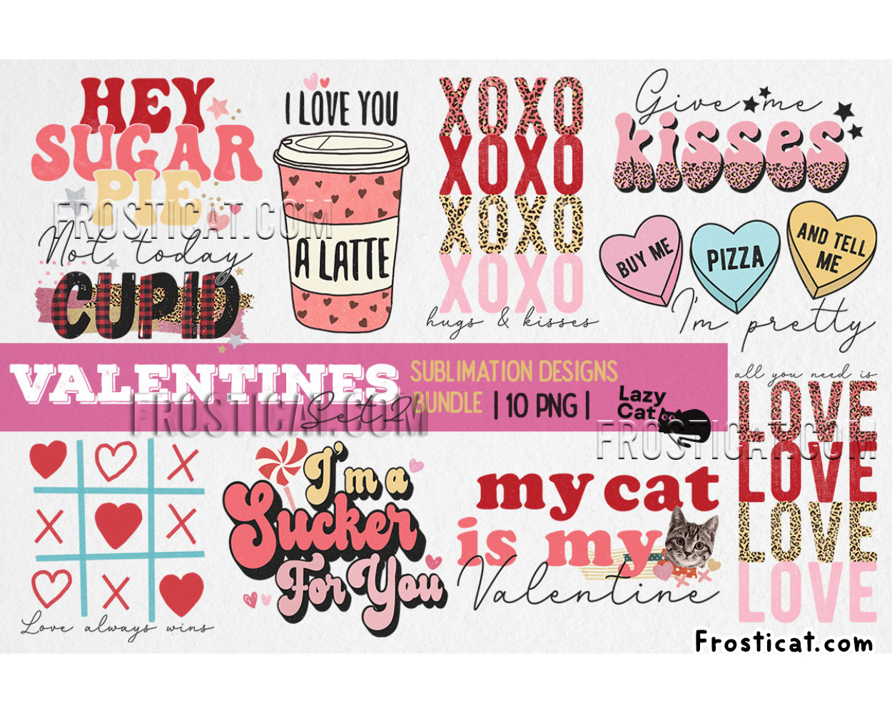 10 Valentine Quotes Xoxo Png Bundle, Leopard Valentine Png