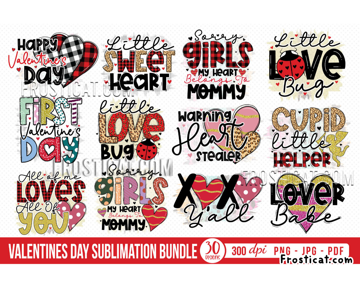 30 Buffalo Plaid Valentine Quote Png Bundle